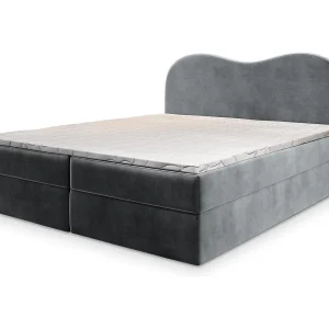 Boxspringbed FLUVIA 140×200 cm Set met hoofdbord, bedbodem en matras, Grijs