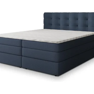Boxspringbed AREZI 140×200 cm Set met hoofdbord, bedbodem en matras, Blauw