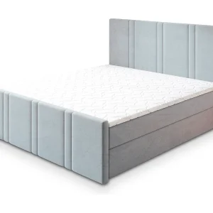 Boxspringbed COMOZA 180×200 cm Set met hoofdbord, bedbodem en matras, Lichtgrijs