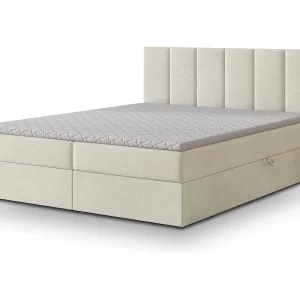 Boxspringbed MERIL 160×200 cm Set met hoofdbord, bedbodem en matras, Crème