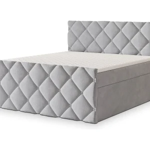 Boxspringbed ROVARI 160×200 cm Set met hoofdbord, bedbodem en matras, Lichtgrijs