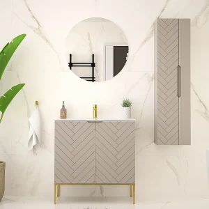 Ensemble meuble simple vasque encastrée 80cm 2 portes op voeten en colonne Daria Kasjmier