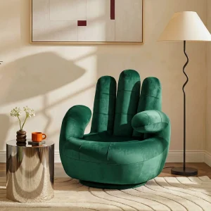 Draaibare fauteuil hand CATCHY van fluweel – Spargroen