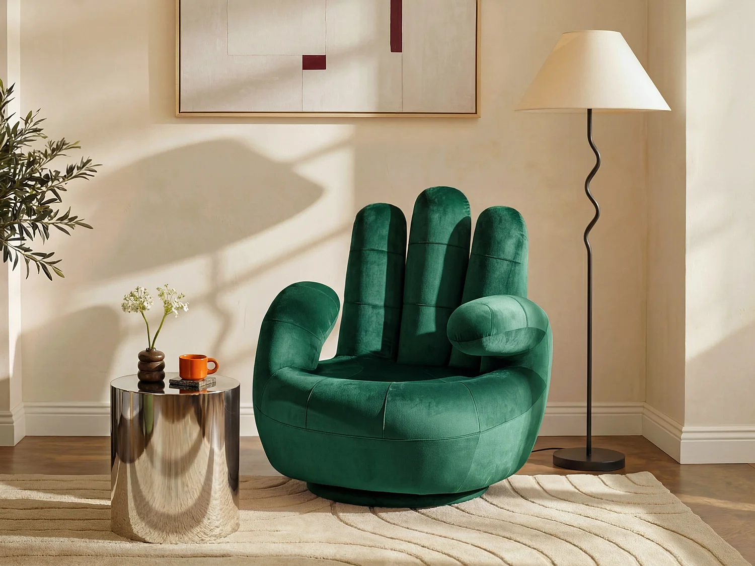 Draaibare fauteuil hand CATCHY van fluweel - Spargroen