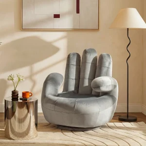 Draaibare fauteuil hand CATCHY van fluweel – Antraciet