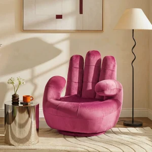 Draaibare fauteuil hand CATCHY fluweel – Fuchsia – Koop nu