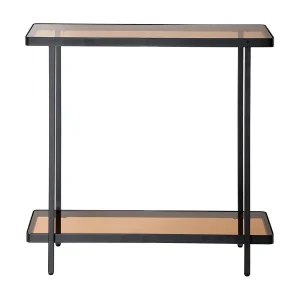 Console met twee bladen van gerookt glas B80 cm – ORA Console met twee bladen van gerookt glas B80 cm – ORA