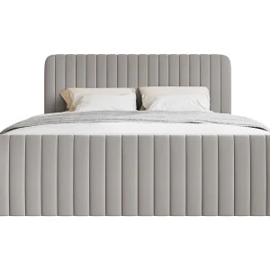 Continentaal bed met matrastopper – 200×200 cm – beige chenille – SALIANO Continentaal bed met matrastopper – 200×200 cm – beige chenille – SALIANO