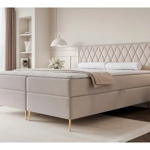 Continentaal bed – 160×200 cm – in ruwe fluwelen stof – CARESSO Continentaal bed – 160×200 cm – in ruwe fluwelen stof – CARESSO