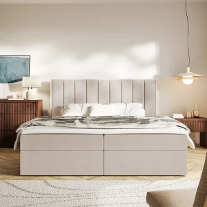 Boxspringbed 160×200 – opbergruimte en topper – hydrofobe chenille – beige – TOGENTS Boxspringbed 160×200 – opbergruimte en topper – hydrofobe chenille – beige – TOGENTS