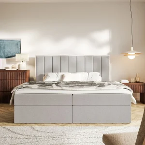 Boxspringbed 160×200 – opbergruimte en topper – hydrofobe chenille – grijsbeige – TOGENTS Boxspringbed 160×200 – opbergruimte en topper – hydrofobe chenille – grijsbeige – TOGENTS