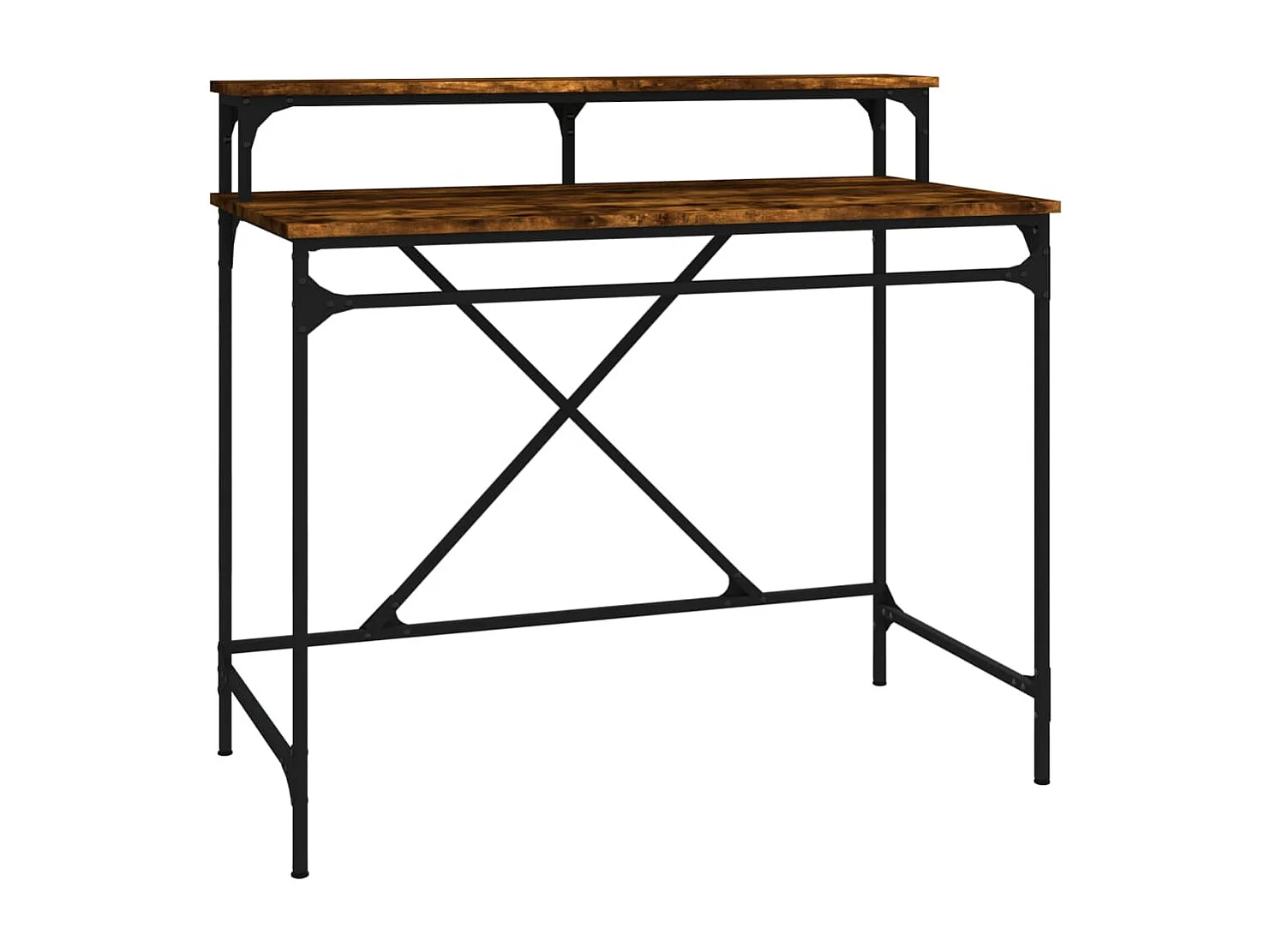 Bureau 100x50x90 cm bewerkt hout en ijzer gerookt eikenkleurig
