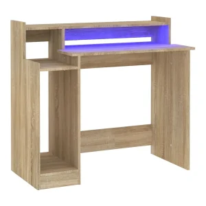 Bureau met LED-verlichting 97x45x90 cm hout sonoma eikenkleurig