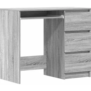 Bureau 90x45x76 cm bewerkt hout grijs sonoma eikenkleurig Bureau 90x45x76 cm bewerkt hout grijs sonoma eikenkleurig