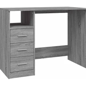 Bureau met lades 102x50x76 cm bewerkt hout grijs sonoma eiken