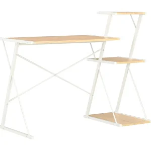 Bureau met schap 116x50x93 cm wit en eikenkleurig Bureau met schap 116x50x93 cm wit en eikenkleurig