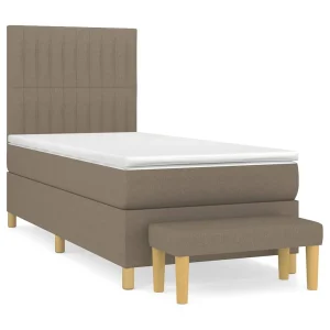 Boxspring met matras stof taupe 100×200 cm