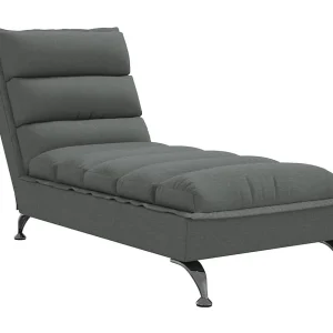 Chaise longue met kussens stof donkergrijs
