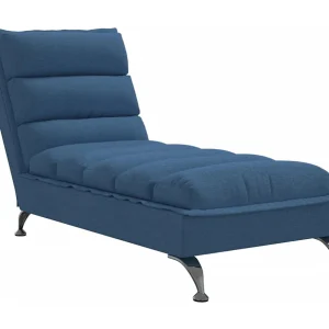 Chaise longue met kussens stof blauw