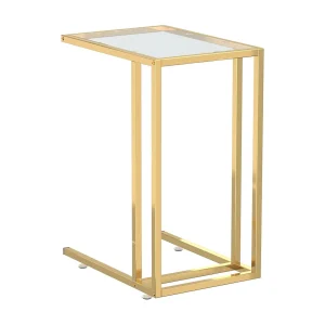 Computer bijzettafel 50x35x65 cm gehard glas transparant Computer bijzettafel 50x35x65 cm gehard glas transparant