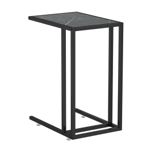Computer bijzettafel 50x35x65 cm gehard glas zwartmarmerkleurig Computer bijzettafel 50x35x65 cm gehard glas zwartmarmerkleurig