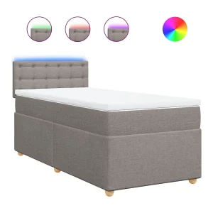 Boxspring met matras stof taupe 80×200 cm Boxspring met matras stof taupe 80×200 cm