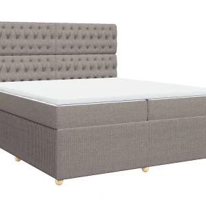 Boxspring met matras stof taupe 200×200 cm Boxspring met matras stof taupe 200×200 cm