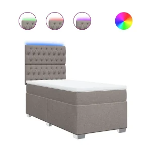 Boxspring met matras stof taupe 80×200 cm Boxspring met matras stof taupe 80×200 cm