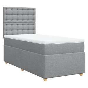 Boxspring met matras stof lichtgrijs 90×200 cm Boxspring met matras stof lichtgrijs 90×200 cm