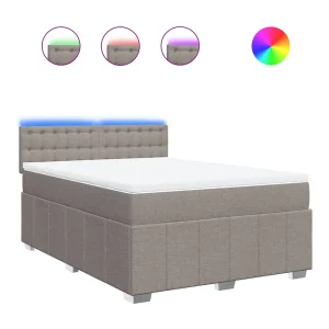 Boxspring met matras stof taupe 140×200 cm Boxspring met matras stof taupe 140×200 cm