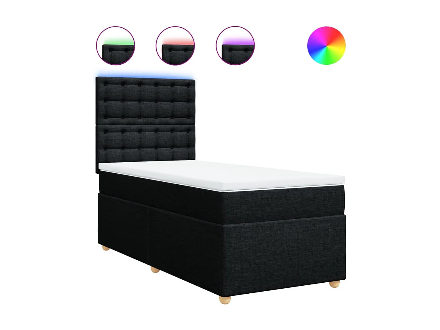 Boxspring met matras stof zwart 100x200 cm