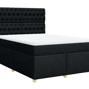 Boxspring met matras stof zwart 140×190 cm Boxspring met matras stof zwart 140×190 cm