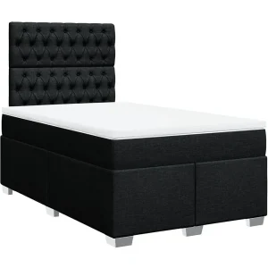 Boxspring met matras stof zwart 120×190 cm Boxspring met matras stof zwart 120×190 cm