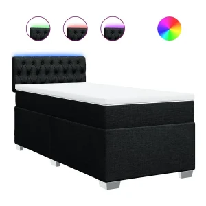 Boxspring met matras stof zwart 90×190 cm Boxspring met matras stof zwart 90×190 cm