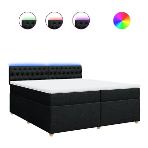 Boxspring met matras stof zwart 200×200 cm Boxspring met matras stof zwart 200×200 cm
