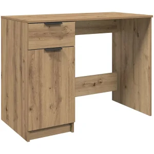 Bureau 100x50x75 cm bewerkt hout artisanaal eikenkleur Bureau 100x50x75 cm bewerkt hout artisanaal eikenkleur