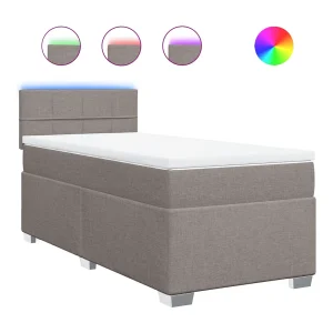 Boxspring met matras stof taupe 100×200 cm