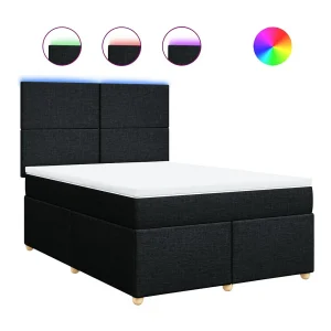 Boxspring met matras stof zwart 140×190 cm Boxspring met matras stof zwart 140×190 cm