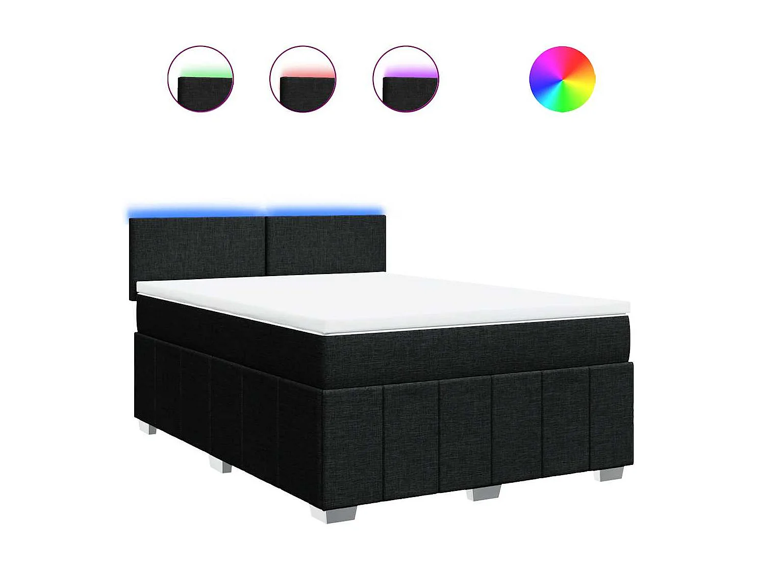 Boxspring met matras stof zwart 140x200 cm