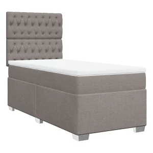 Boxspring met matras stof taupe 80×200 cm Boxspring met matras stof taupe 80×200 cm