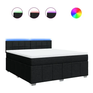 Boxspring met matras stof zwart 180×200 cm