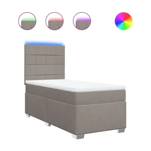 Boxspring met matras stof taupe 90×190 cm