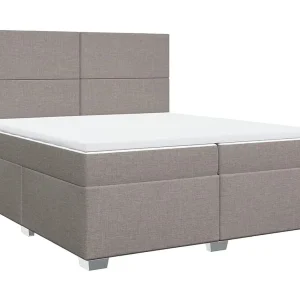 Boxspring met matras stof taupe 200×200 cm Boxspring met matras stof taupe 200×200 cm