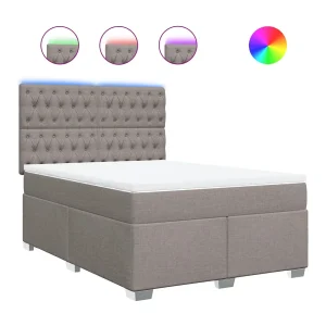Boxspring met matras stof taupe 140×190 cm
