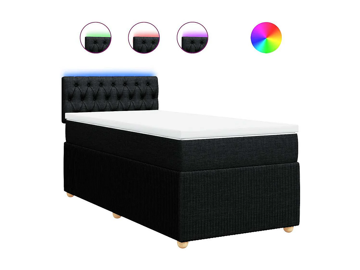 Boxspring met matras stof zwart 90x200 cm