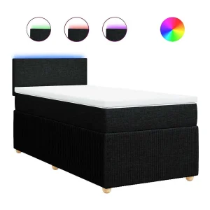 Boxspring met matras stof zwart 90×200 cm Boxspring met matras stof zwart 90×200 cm