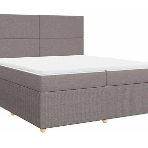 Boxspring met matras stof taupe 200×200 cm