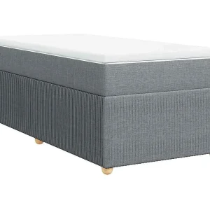 Boxspring met matras stof lichtgrijs 90×200 cm