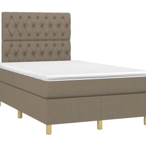 Boxspring met matras stof taupe 120×190 cm Boxspring met matras stof taupe 120×190 cm