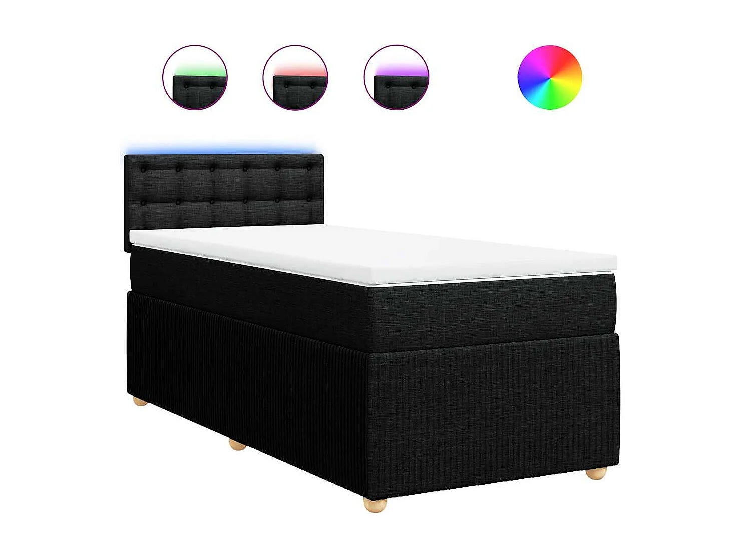 Boxspring met matras stof zwart 100x200 cm